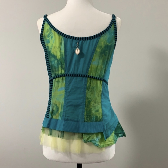 Unique Watercolour Stripe Button-down Tank Top - Picture 2 of 10